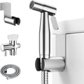 Arofa Handheld Toilet Bidet Sprayer for Toilet-Adjustable Water Pressure Control with Bidet Hose for Feminine Wash, Stainless Steel Brushed Nickel Bidet Faucet Cloth Diaper for Baby Wash