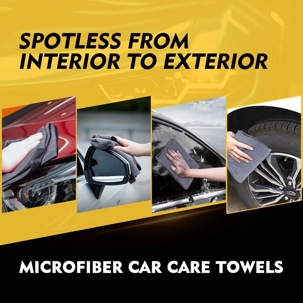 HOMEXCEL Microfiber Cleaning Cloth 12 Pack, 12.5 x 12.5 inch Microfiber Towels for Cars, Ultra Absorbent Washing Cloth, Lint Free Streak Free Cleaning Rags for Car, Kitchen, and Window (Grey)