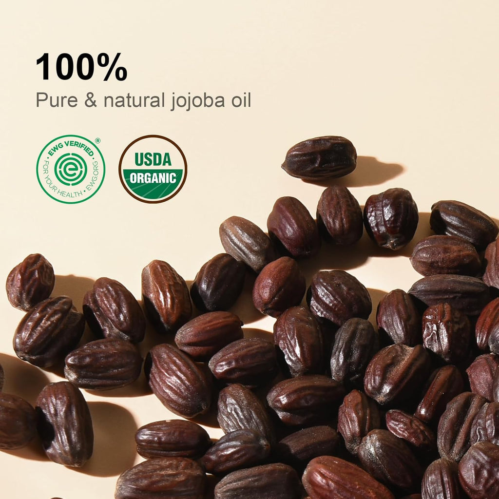 Yoken Pure Jojoba Oil Organic USDA Certified 16 fl oz, 100% Natural Jojoba Oil for Hair, Skin & Face, Cold Pressed Unrefined, Deeply Body Moisturizer Jojoba Carrier Oils for Essential oil Mixing