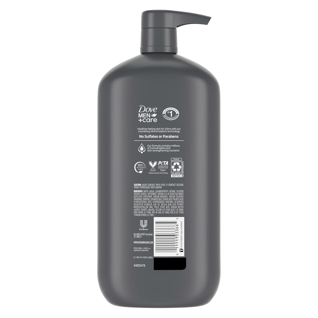 DOVE MEN + CARE Relaxing Blue Eucalyptus + Birch Body and Face Wash with 24-Hour Nourishing Micromoisture Technology Body Wash for Men 30 oz