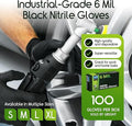 Inspire Black Nitrile Gloves HEAVY DUTY 6 Mil Nitrile Chemical Resistant Medical Cooking Cleaning Disposable Black Gloves