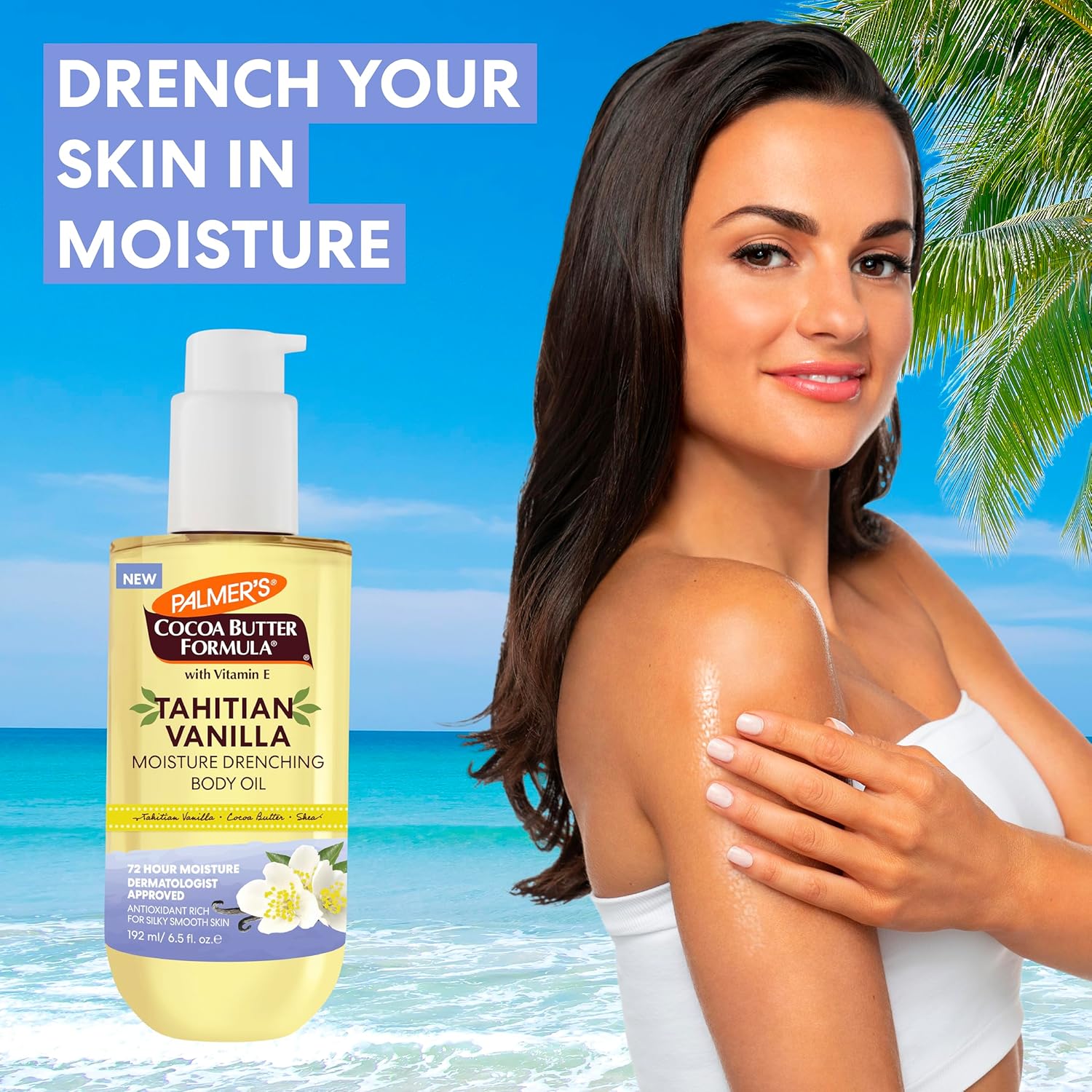 Palmer's Cocoa Butter Formula Body Oil, Moisture Drenching Tahitian Vanilla, 6.5 Oz, 72Hr Hydration with Shea Butter & Vitamin E for Softer Skin, Protects & Soothes Dryness, Dermatologist Approved