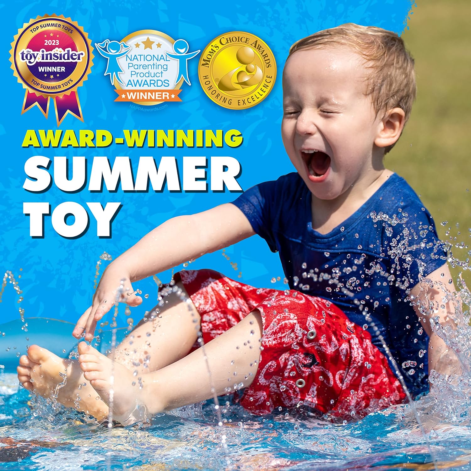 SplashEZ 3-in-1 Splash Pad, Sprinkler for Kids & Baby Pool for Learning – Toddler Sprinkler Pool, 60’’ Outside Water Toys – “from A to Z” Outdoor Play Mat for Babies & Toddlers